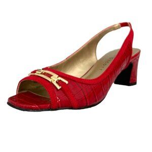 KAREN SCOTT JERRICCA Women's Slingback Block Heels Dress Sandals Red Croc
